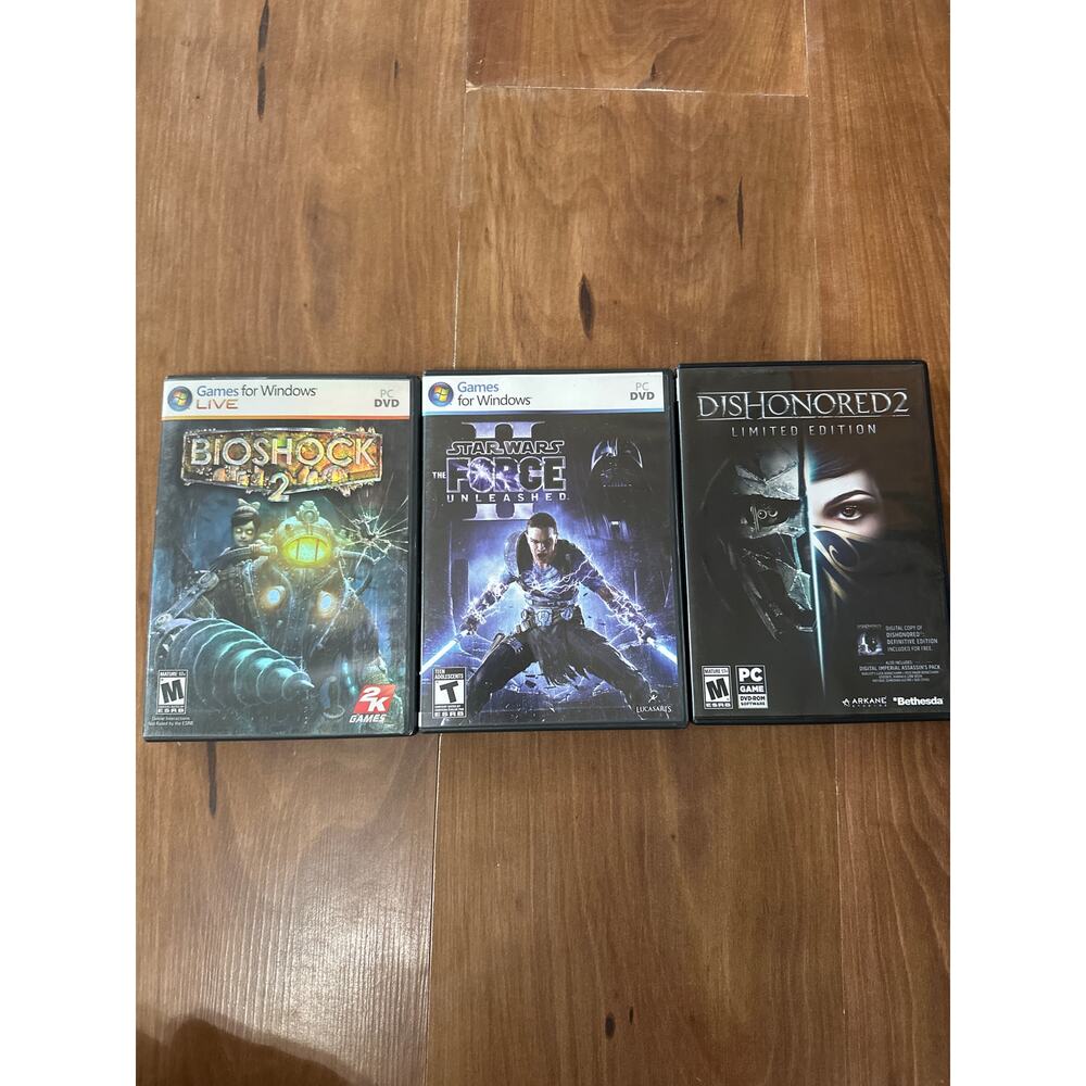 PC Game Lot - Dishonored 2 Bioshock 2 Star Wars the force unleashed